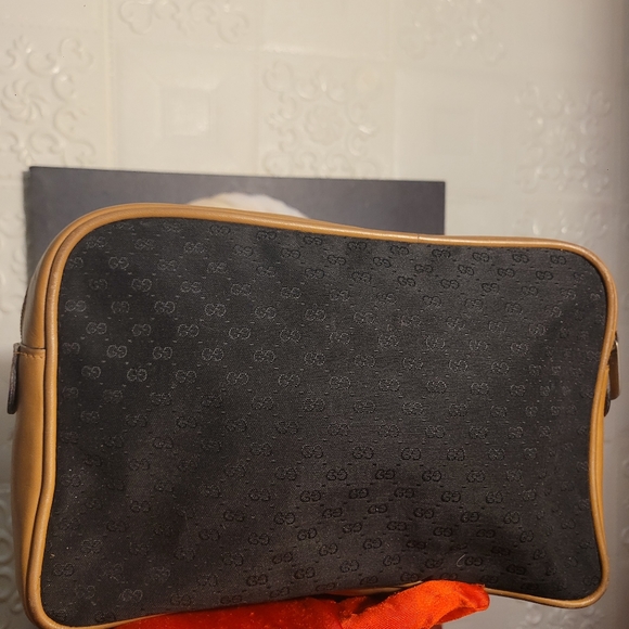 Gucci MICRO GG Canvas/Leather Black/Brown Large Rare New Clutch AUTHENTIC VINTAG - Picture 5 of 16